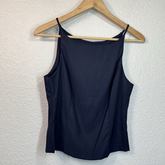 VTG City Triangles Tank 7 Women Navy Square Neck Slim Fit USA Made Y2K Whimsy - Picture 1 of 6